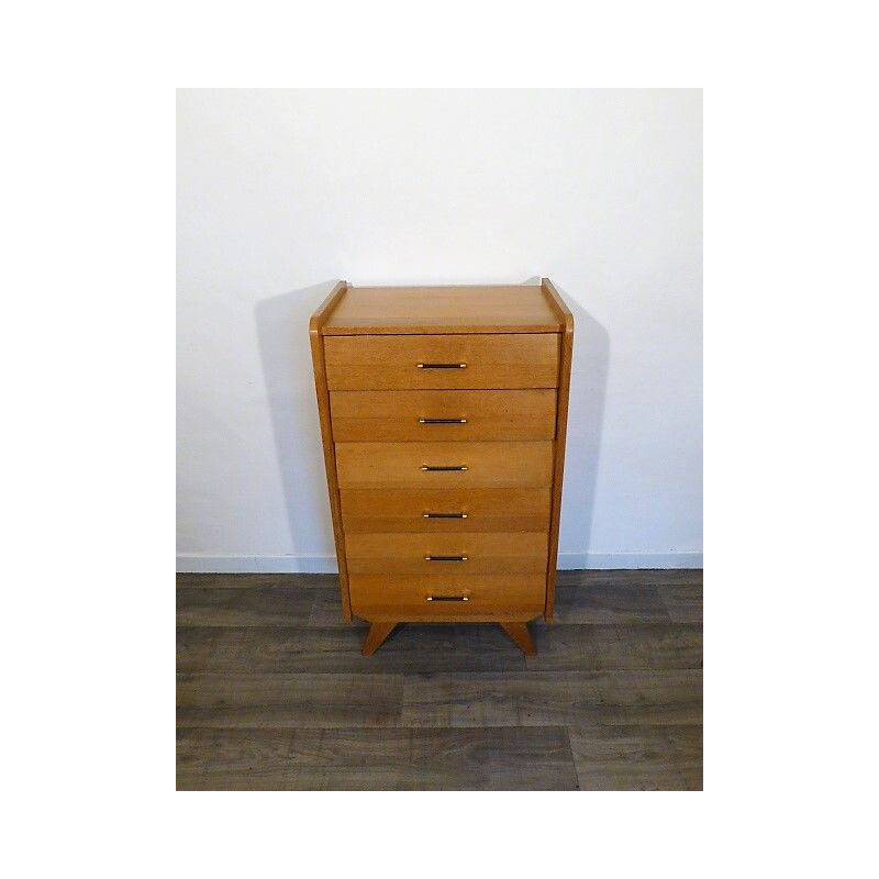 Vintage golden oak chest of drawers 1960