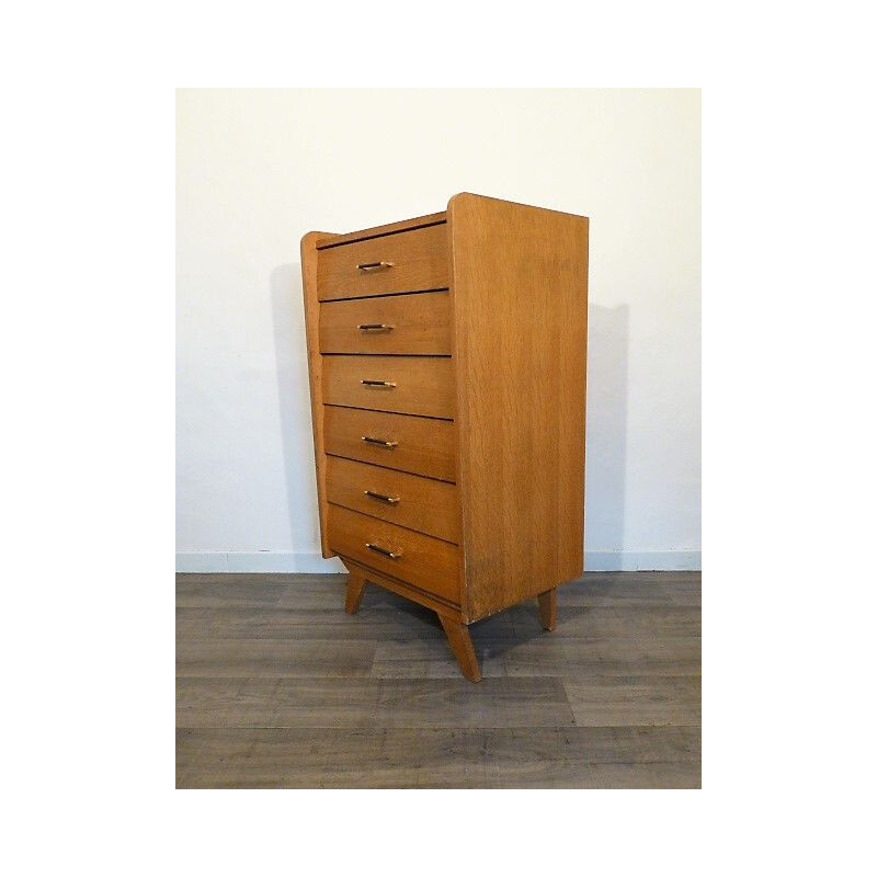 Vintage golden oak chest of drawers 1960