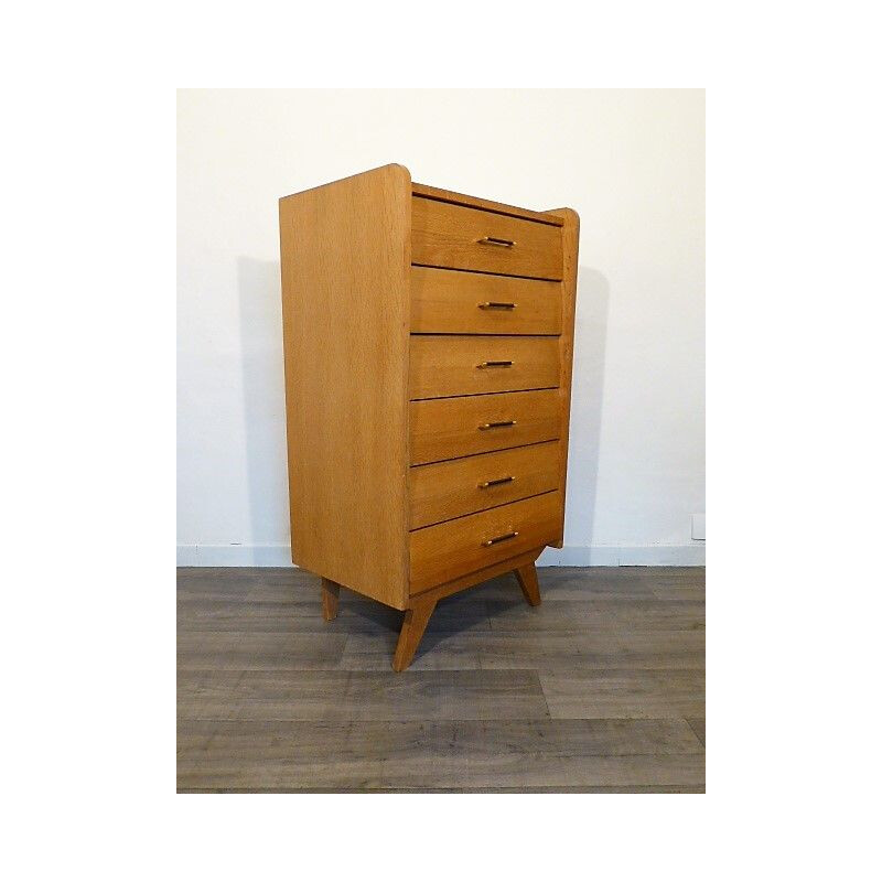 Vintage golden oak chest of drawers 1960