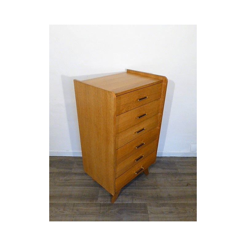 Vintage golden oak chest of drawers 1960