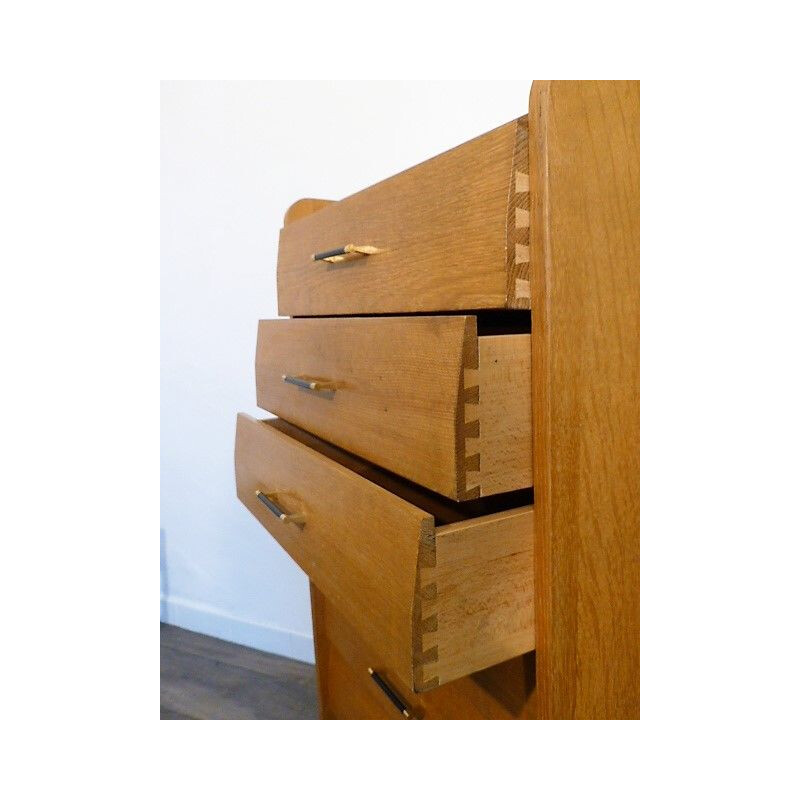 Vintage golden oak chest of drawers 1960