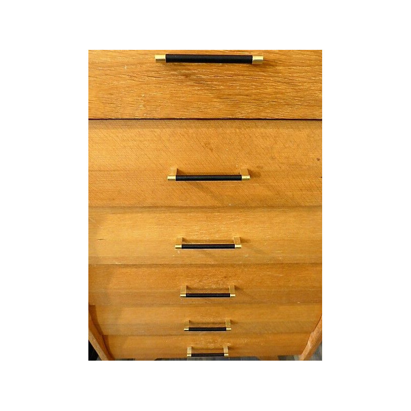 Vintage golden oak chest of drawers 1960