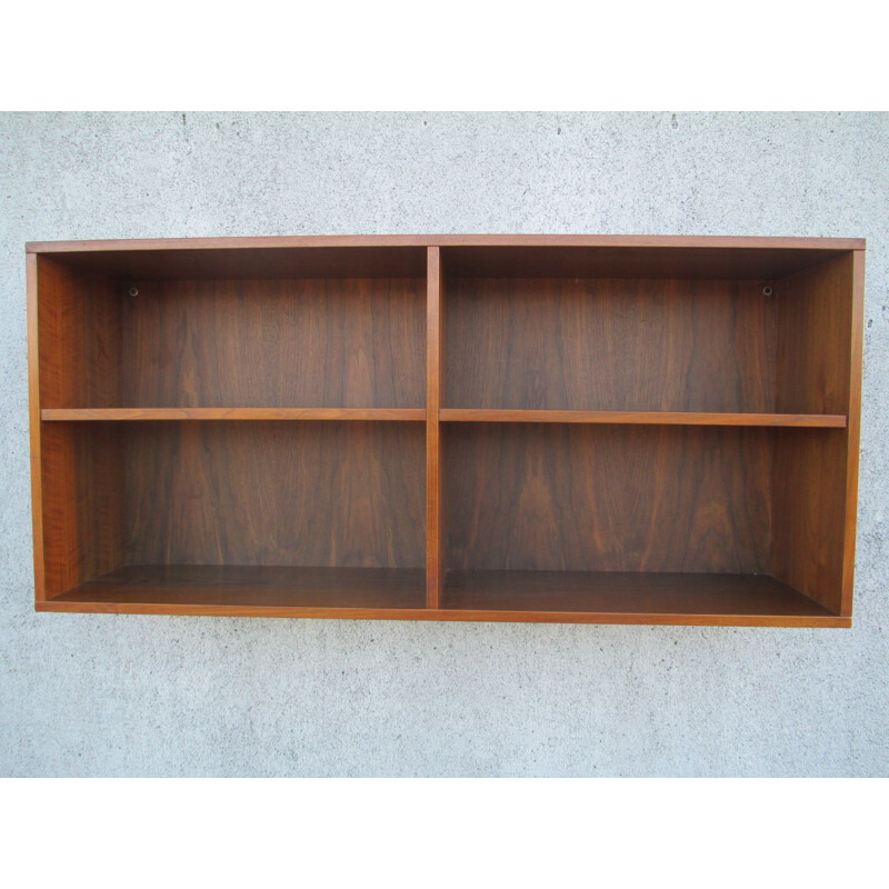 Teak veneered vintage wall shelf, 1970s