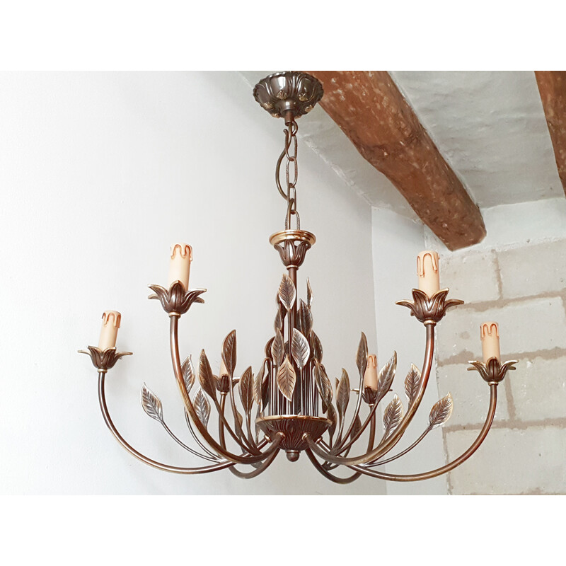 Vintage brass chandelier, 1970