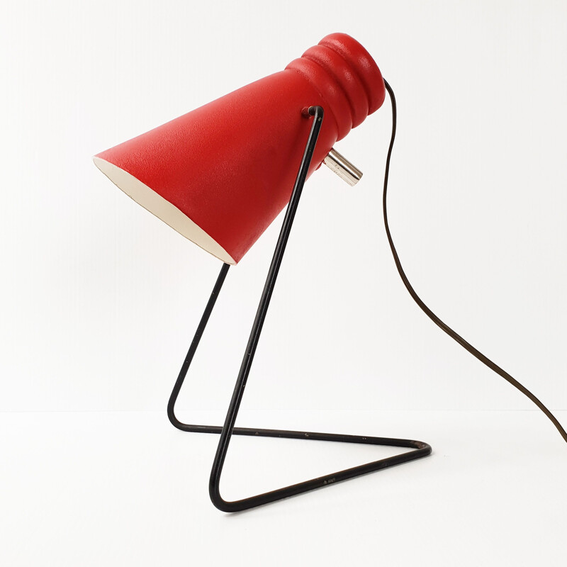 Vintage red rockabilly table lamp, 1950