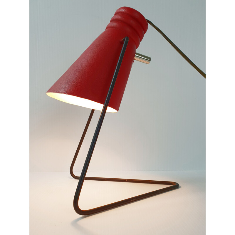 Vintage red rockabilly table lamp, 1950