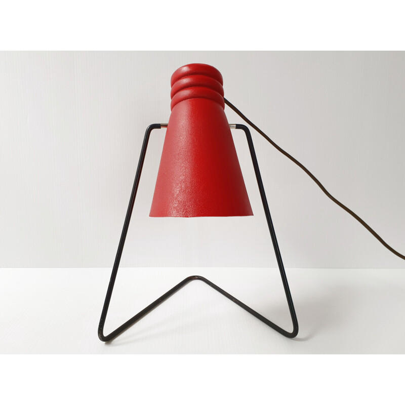 Lampe de table vintage rockabilly rouge, 1950