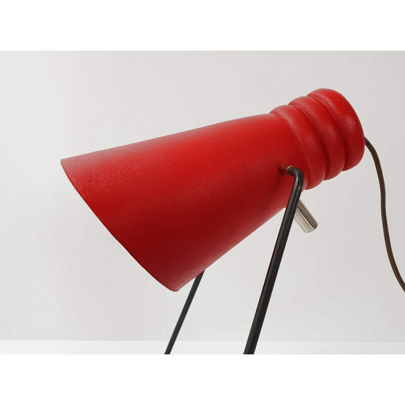 Lampe de table vintage rockabilly rouge, 1950