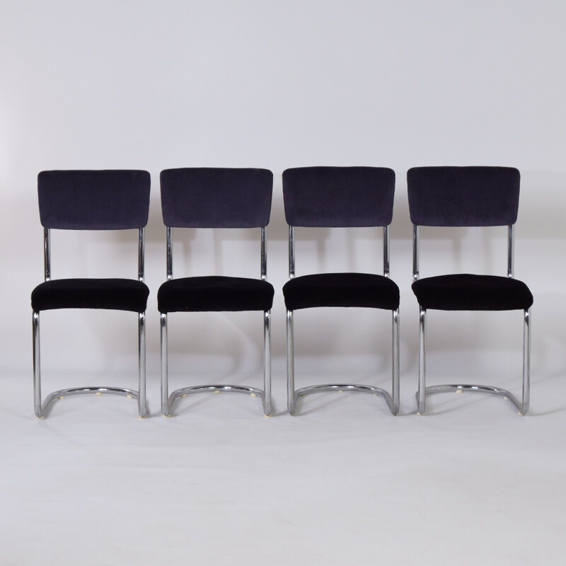 Ensemble de 4 chaises cantilever 1017 vintage de Toon De Wit pour Gebr. De Wit, 1950