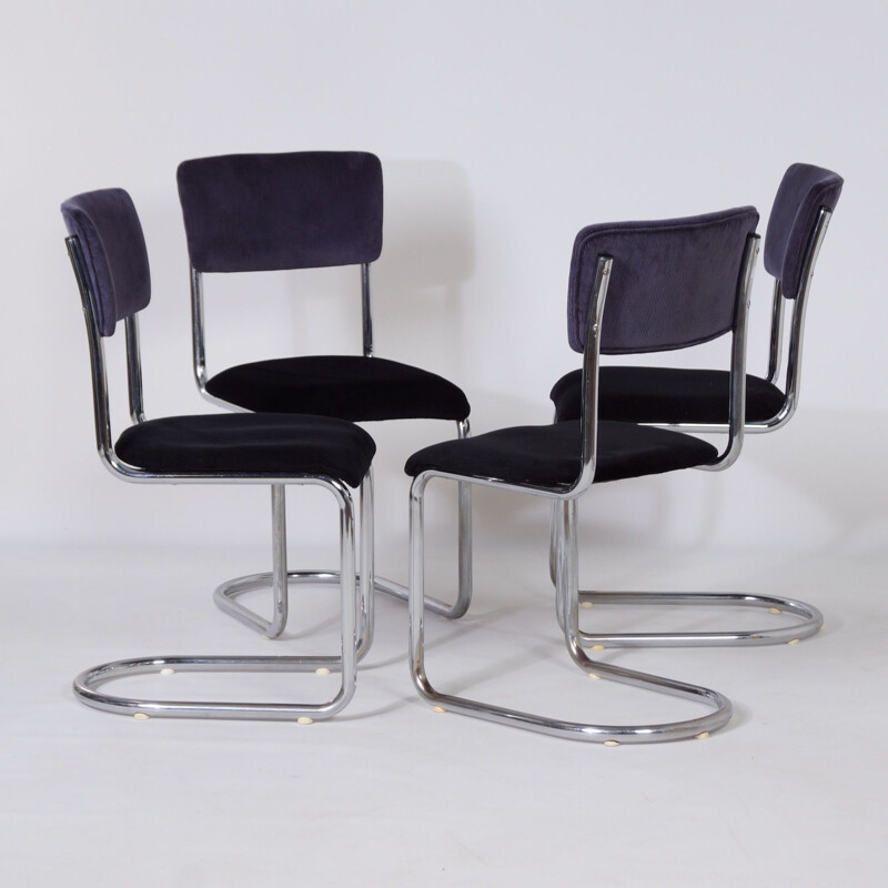 Set of 4 vintage 1017 Cantilever Chairs by Toon De Wit for Gebr. De Wit, 1950s
