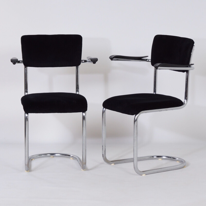 Vintage 1017 Cantilever Chair with Armrests by Toon De Wit for Gebr. De Wit, 1950s