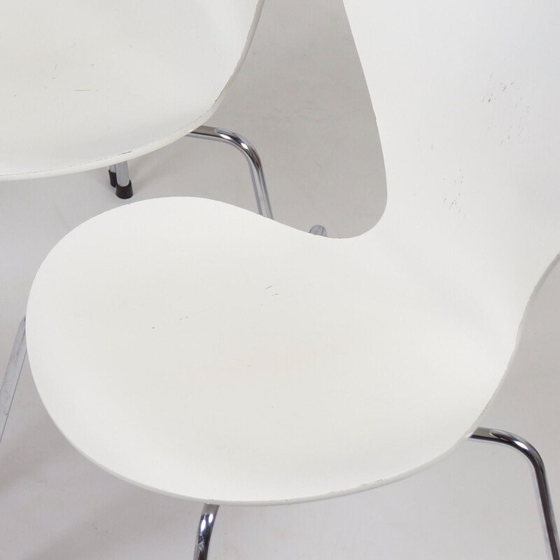 Set of 6 vintage White Butterfly Chairs by Arne Jacobsen for Fritz Hansen, 1950s