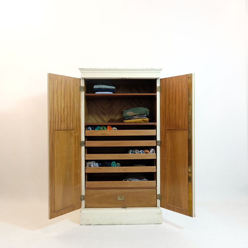 Vintage white wooden wardrobe, Italy, 1920s