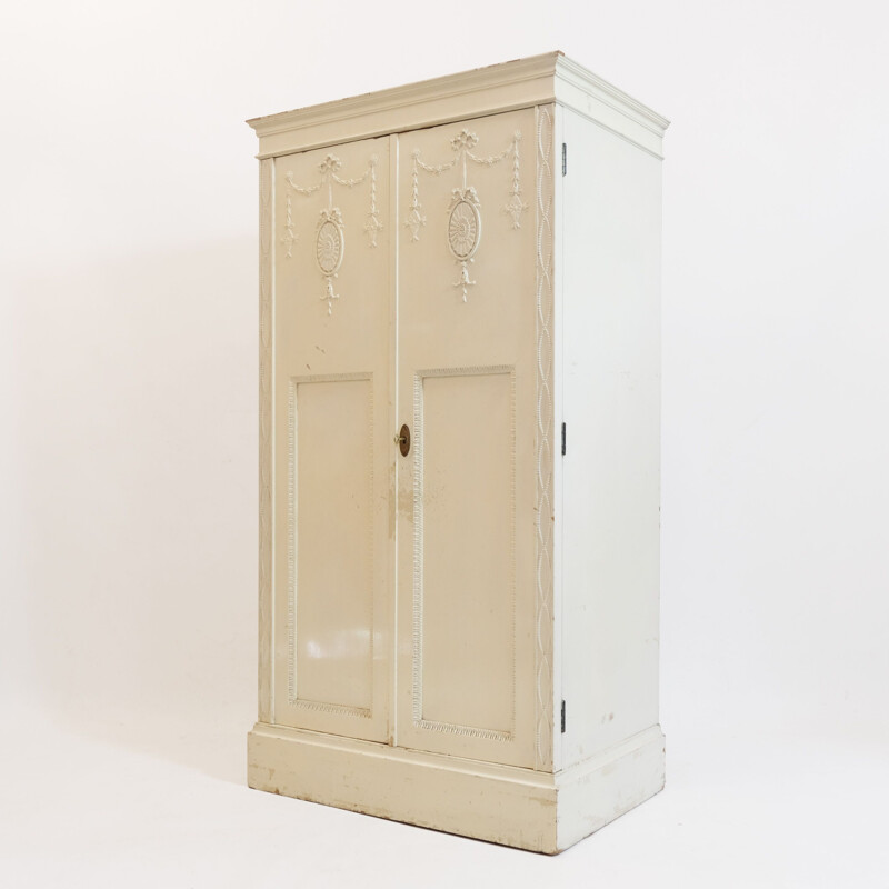 Vintage white wooden wardrobe, Italy, 1920s