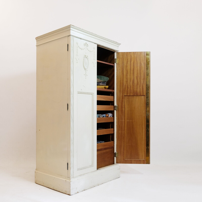 Vintage white wooden wardrobe, Italy, 1920s