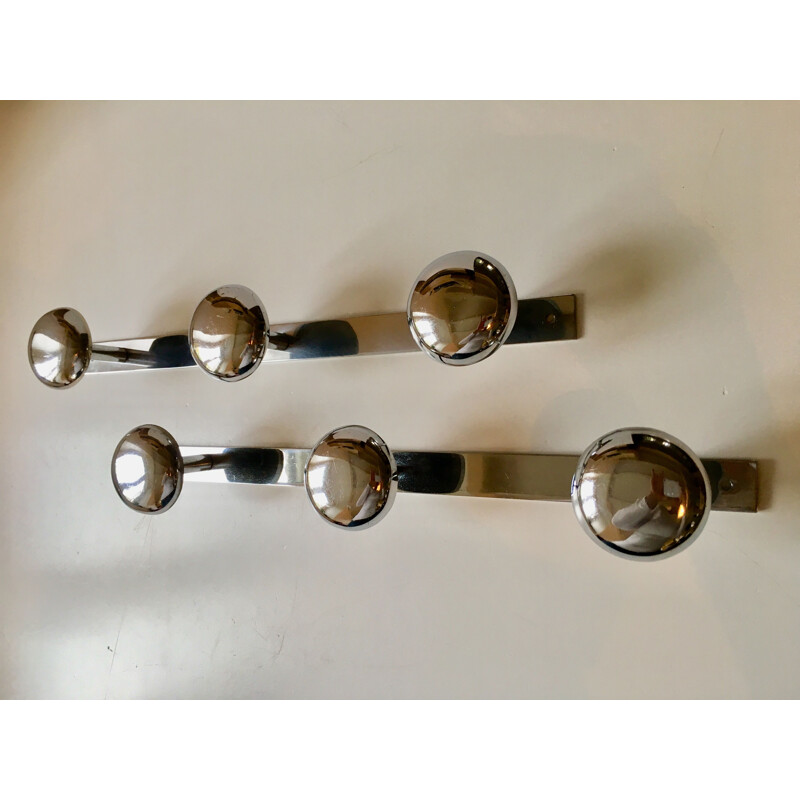 Pair of vintage chrome coat racks