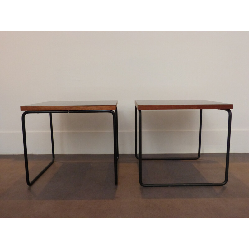 Table basse bois et métal, Pierre GUARICHE - années 60