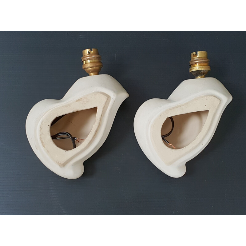 Pair of vintage ceramic wall lights 1950