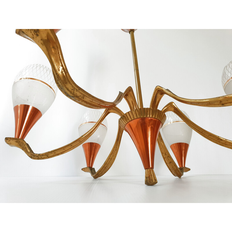 Candelabro de latão vintage, 1950