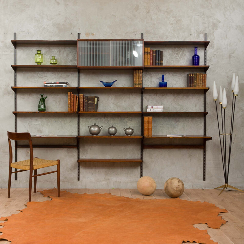 Vintage rosewood wall unit by Kai Kristiansen for FM Mobler