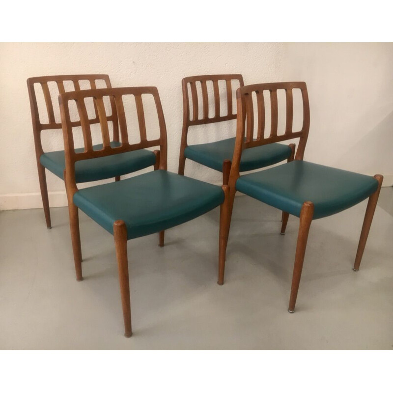 Vintage set of 4 teak chairs model 83 by Niels O. Moller 