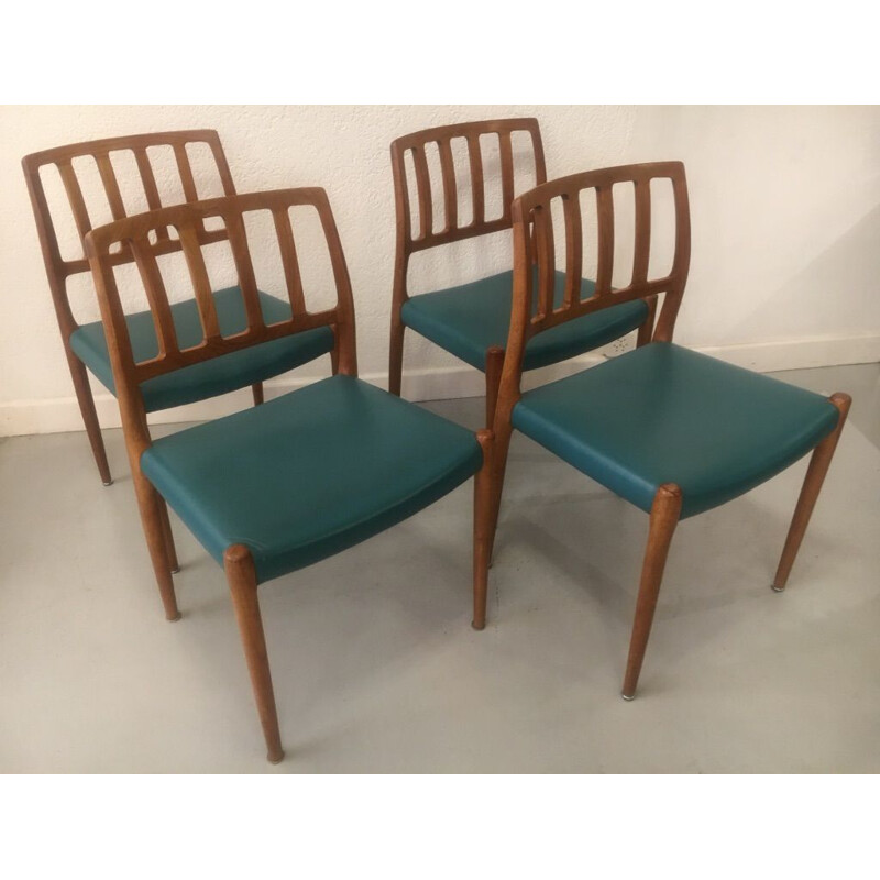 Vintage set of 4 teak chairs model 83 by Niels O. Moller 