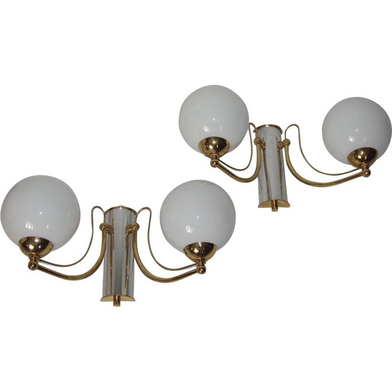 Set of  vintage globe wall sconces, 1970