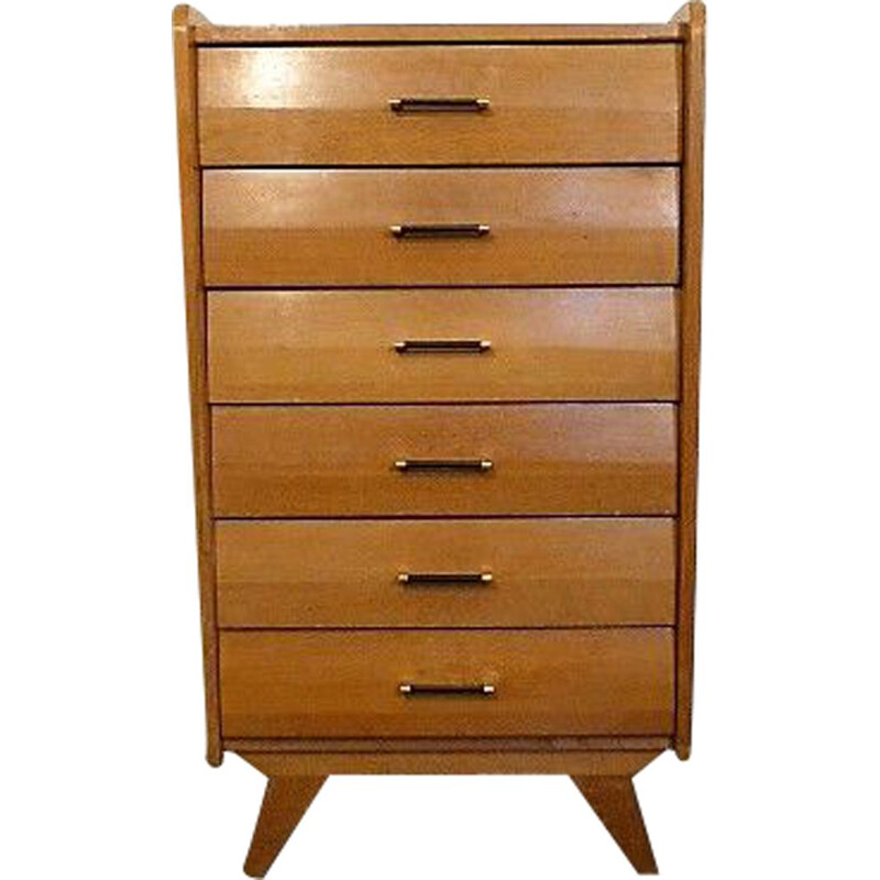 Vintage golden oak chest of drawers 1960