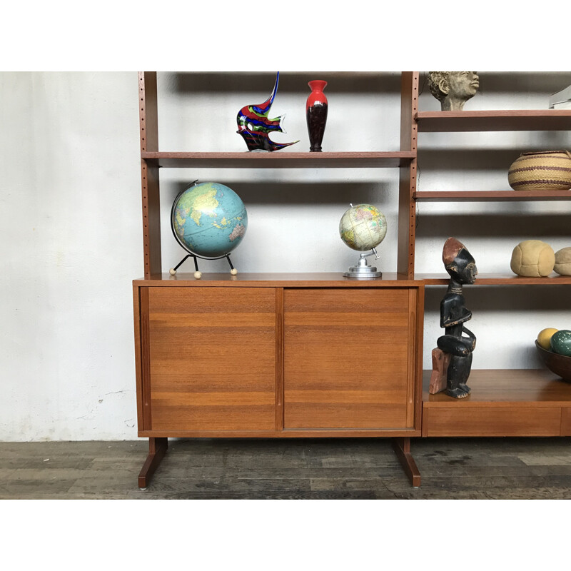 Scandinavian vintage teak bookcase with adjustable shelves 1950's 