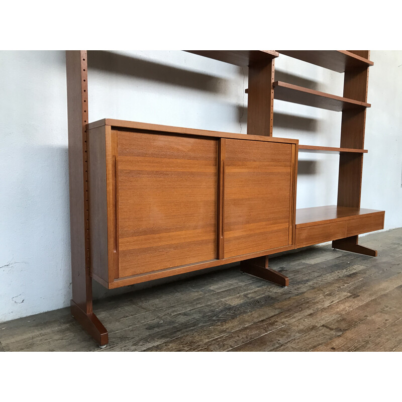 Scandinavian vintage teak bookcase with adjustable shelves 1950's 
