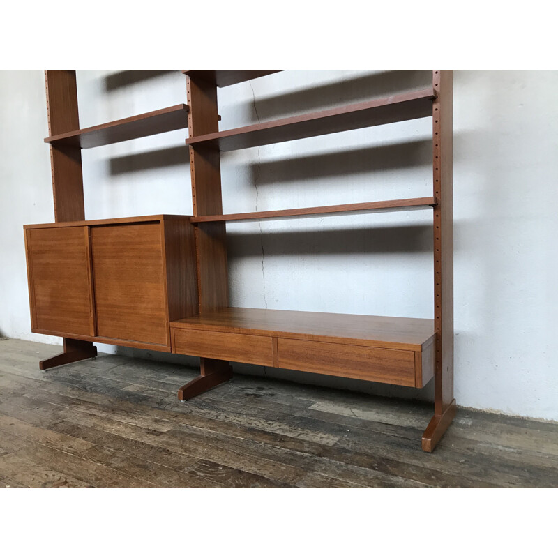 Scandinavian vintage teak bookcase with adjustable shelves 1950's 