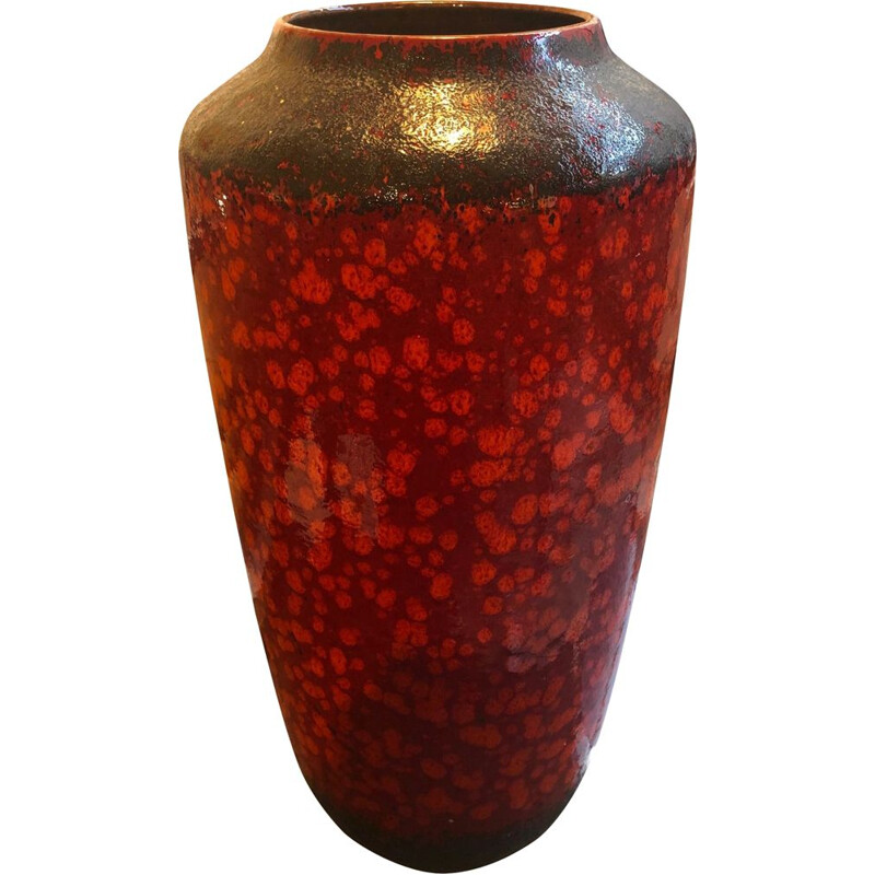 Large vintage red and black vase, 1960 
