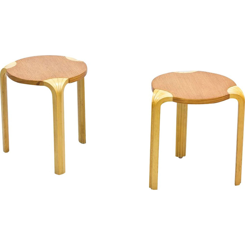 Pair of Vintage "X600" stools by Alvar Aalto, 1954s