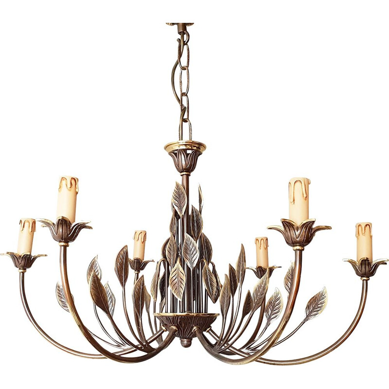 Vintage brass chandelier, 1970