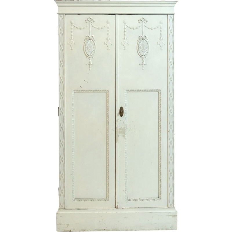 Vintage white wooden wardrobe, Italy, 1920s