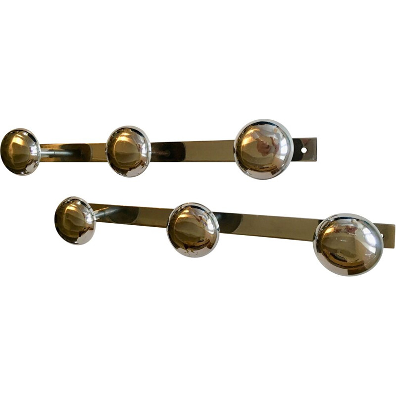 Pair of vintage chrome coat racks