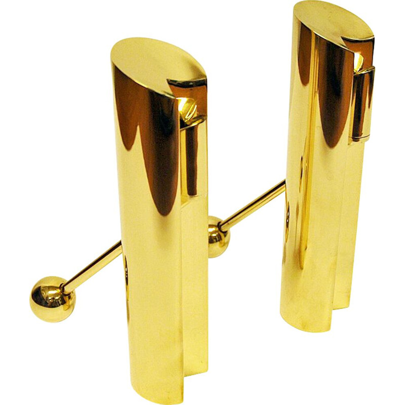 Pair of brass vintage candle holder by Pierre Forsell for Skultuna, Sweden, 1960s