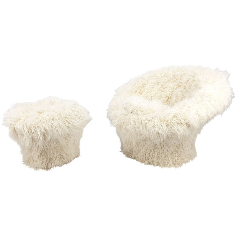 Vintage Mushroom Armchair & Pouf by Pierre Paulin for Artifort, 1960s