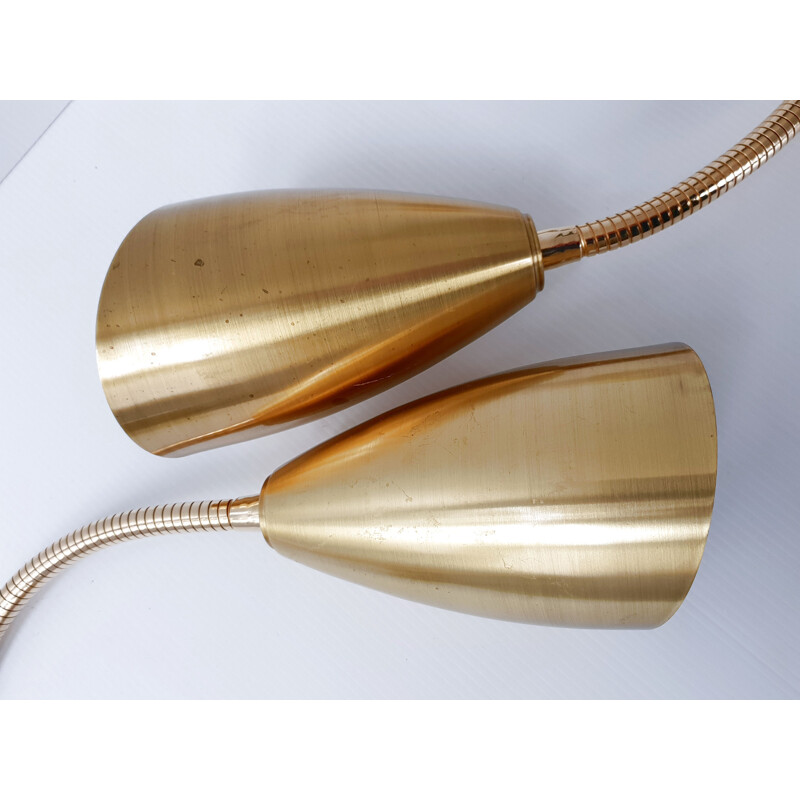 Set of 2 vintage wall lights in solid brass, 1970 