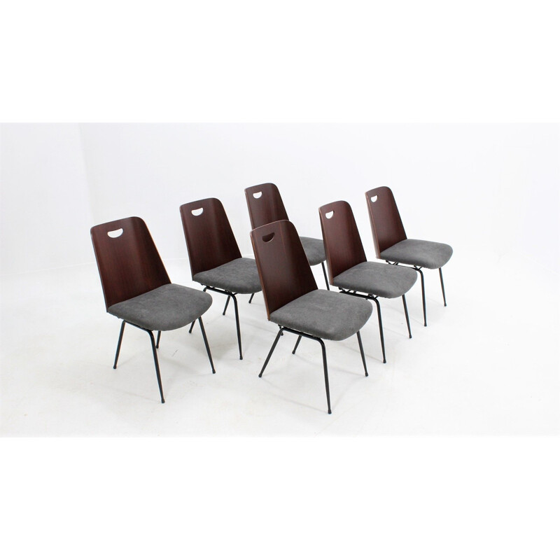 Lot de 6 chaises vintage Du22 de Gastone Rinaldi pour RIMA, 1950
