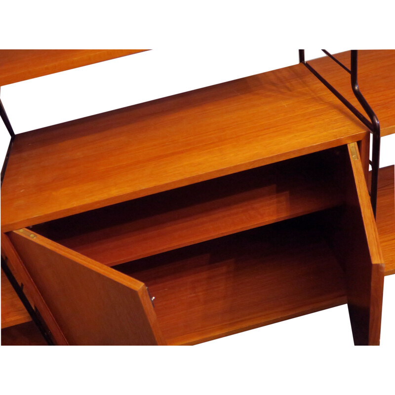 Vintage modular Teak and Black Metal Shelf System by Ernst Dieter Hilker for Omnia