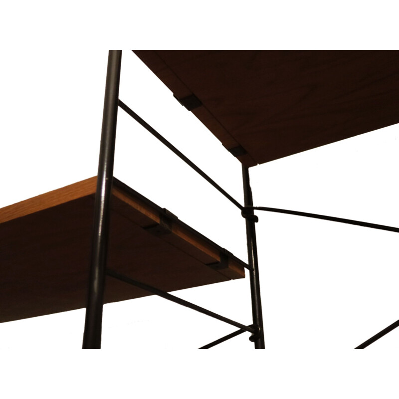 Vintage modular Teak and Black Metal Shelf System by Ernst Dieter Hilker for Omnia