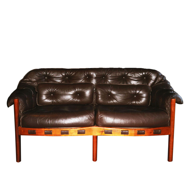 Vintage Dark Brown Leather Sofa by Arne Norell for Coja, 1960s