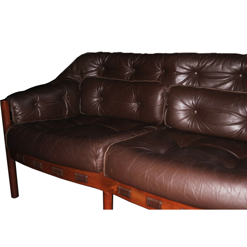 Vintage Dark Brown Leather Sofa by Arne Norell for Coja, 1960s