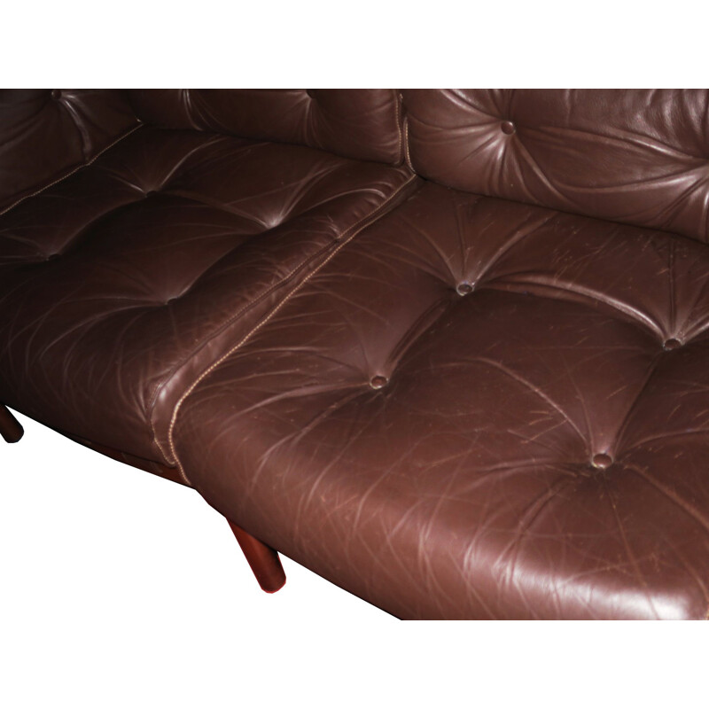 Vintage Dark Brown Leather Sofa by Arne Norell for Coja, 1960s