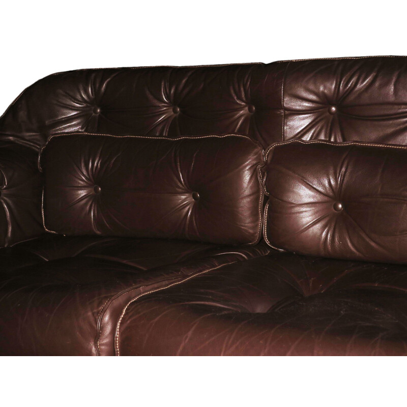 Vintage Dark Brown Leather Sofa by Arne Norell for Coja, 1960s