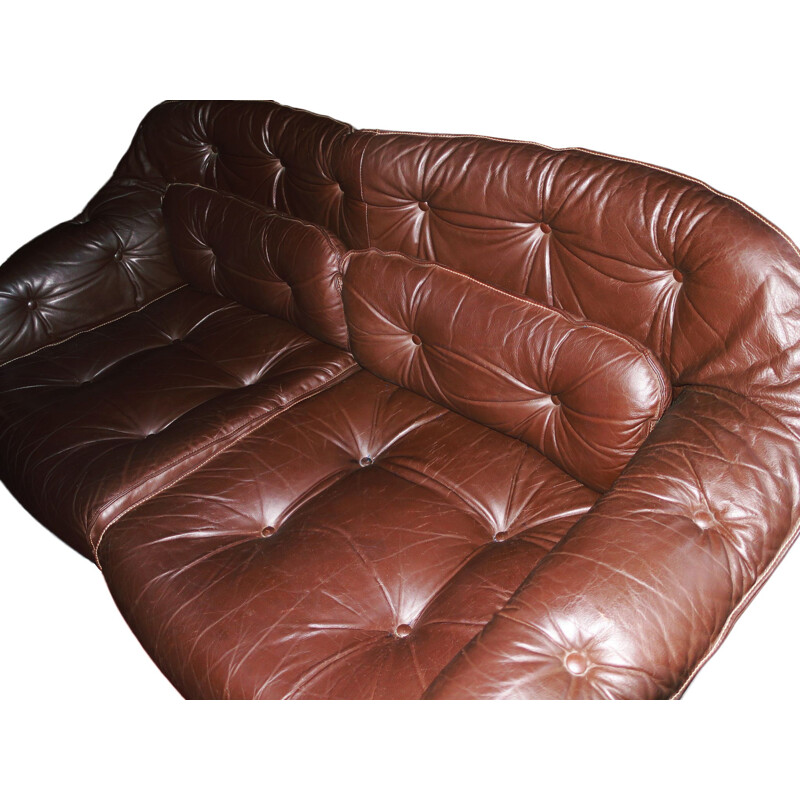 Canapé Vintage en cuir brun foncé par Arne Norell pour Coja, 1960