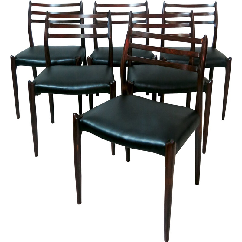 Set of 6 dining chairs in rosewood, Niels O. MOLLER - 1960s