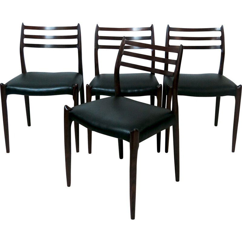 Set of 4 J.L M. Mobelfabrik dining chairs, Niels O. MOLLER - 1960s