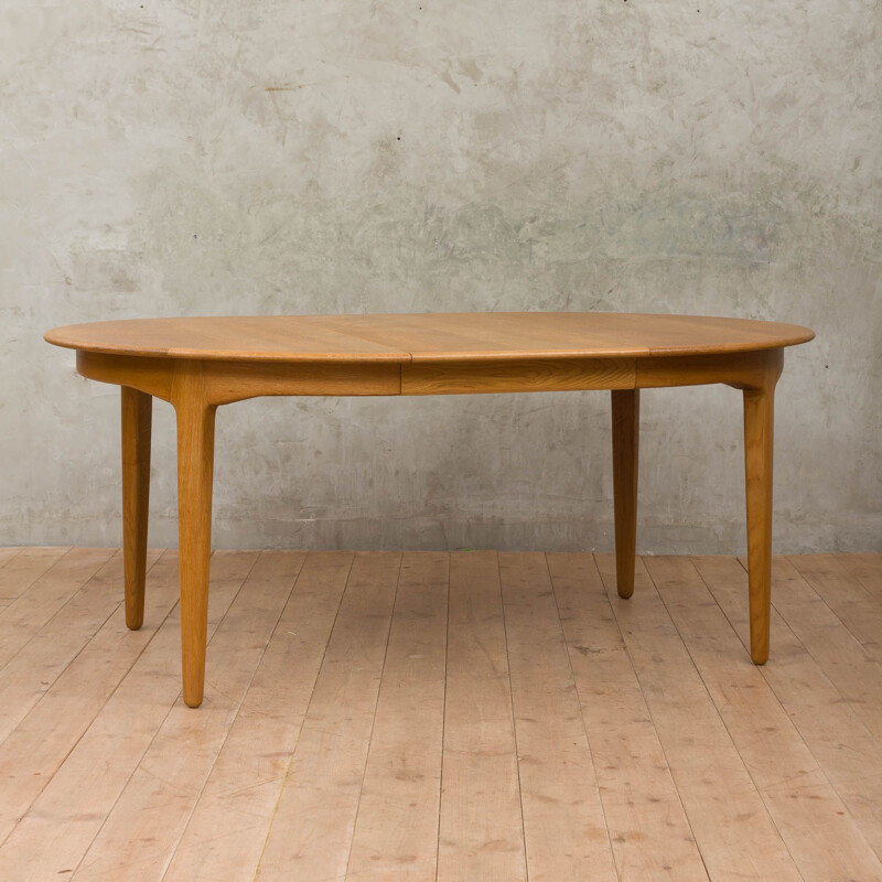 Vintage oak extendable table model 62 by Henning Kjaernulf, 1960s